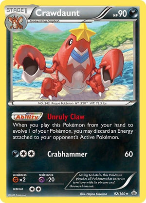 Pokemon TCG - XY - Primal Clash - Crawdaunt - 92/160 - Reverse Holofoil