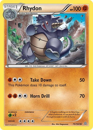 Pokemon TCG - XY - Primal Clash - Rhydon - 75/160 - Reverse Holofoil
