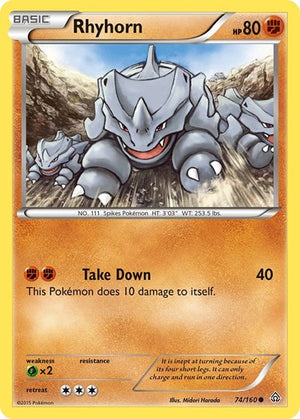 Pokemon TCG - XY - Primal Clash - Rhyhorn - 74/160 - Reverse Holofoil