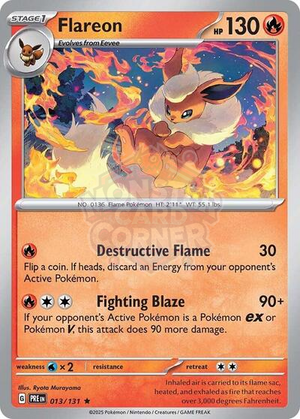 Pokemon TCG - SV: Prismatic Evolutions - Flareon - 013/131 - Reverse Holofoil