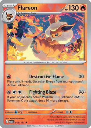 Pokemon TCG - SV: Prismatic Evolutions - Flareon - 013/131 - Masterball Holofoil