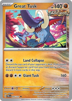 Pokemon TCG - SV: Prismatic Evolutions - Great Tusk - 055/131 - Reverse Holofoil