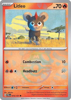 Pokemon TCG - SV: Prismatic Evolutions - Litleo - 015/131 - Masterball Holofoil