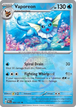 Pokemon TCG - SV: Prismatic Evolutions - Vaporeon - 022/131 - Pokeball Holofoil