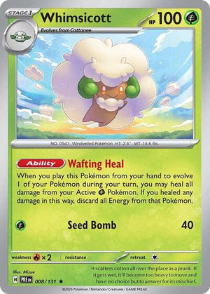Pokemon TCG - SV: Prismatic Evolutions - Whimsicott - 008/131 - Reverse Holofoil