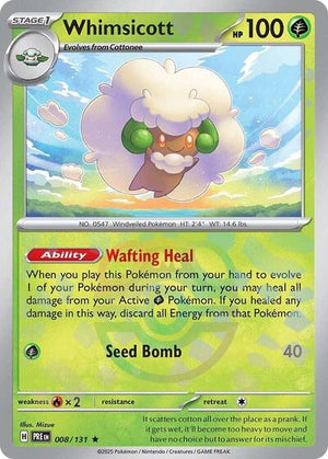 Pokemon TCG - SV: Prismatic Evolutions - Whimsicott - 008/131 - Masterball Holofoil