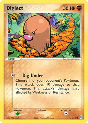 Pokemon TCG - EX FireRed & LeafGreen - Diglett - 61/112 - Reverse Holofoil