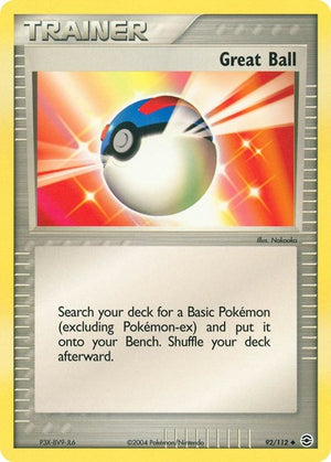 Pokemon TCG - EX FireRed & LeafGreen - Great Ball - 92/112 - Reverse Holofoil