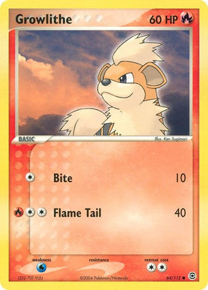 Pokemon TCG - EX FireRed & LeafGreen - Growlithe - 64/112