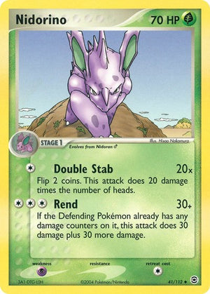 Pokemon TCG - EX FireRed & LeafGreen - Nidorino - 41/112 - Reverse Holofoil