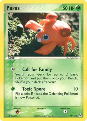 Pokemon TCG - EX FireRed & LeafGreen - Paras - 72/112