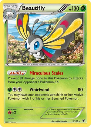 Pokemon TCG - XY - Roaring Skies - Beautifly - 5/108 - Reverse Holofoil