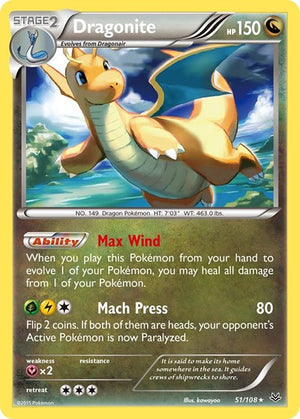 Pokemon TCG - XY - Roaring Skies - Dragonite - 51/108
