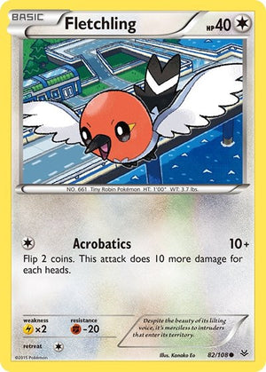 Pokemon TCG - XY - Roaring Skies - Fletchling - 82/108 - Reverse Holofoil