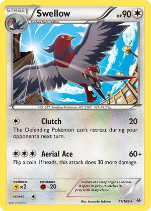 Pokemon TCG - XY - Roaring Skies - Swellow - 71/108