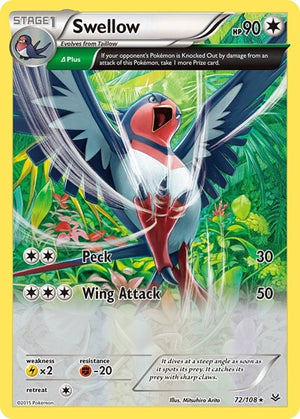 Pokemon TCG - XY - Roaring Skies - Swellow - 72/108 - Holofoil