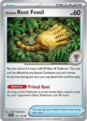 Pokemon TCG - SV07: Stellar Crown - Antique Root Fossil - 130/142 - Reverse Holofoil