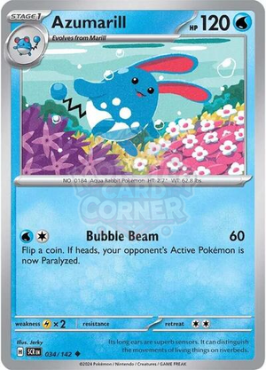 Pokemon TCG - SV07: Stellar Crown - Azumarill - 034/142 - Reverse Holofoil