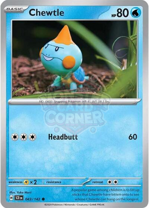 Pokemon TCG - SV07: Stellar Crown - Chewtle - 043/142 - Reverse Holofoil