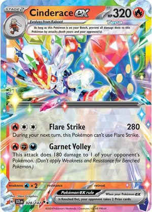 Pokemon TCG - SV07: Stellar Crown - Cinderace ex - 028/142 - Holofoil