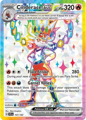 Pokemon TCG - SV07: Stellar Crown - Cinderace ex - 157/142 - Holofoil