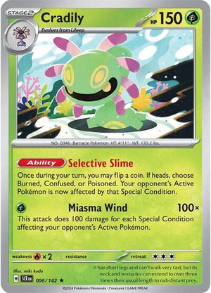 Pokemon TCG - SV07: Stellar Crown - Cradily - 006/142 - Reverse Holofoil