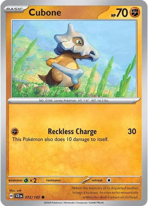 Pokemon TCG - SV07: Stellar Crown - Cubone - 072/142