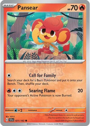 Pokemon TCG - SV07: Stellar Crown - Pansear - 021/142 - Reverse Holofoil