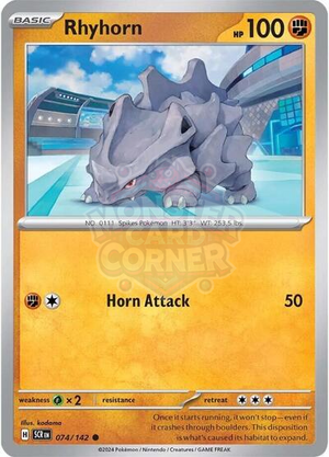 Pokemon TCG - SV07: Stellar Crown - Rhyhorn - 074/142 - Reverse Holofoil