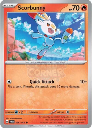 Pokemon TCG - SV07: Stellar Crown - Scorbunny - 026/142