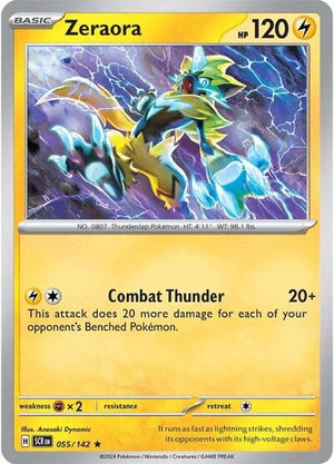 Pokemon TCG - SV07: Stellar Crown - Zeraora - 055/142 - Holofoil