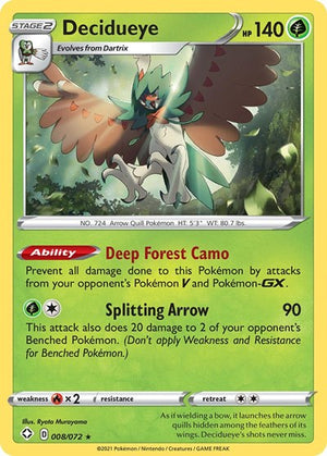 Pokemon TCG - Shining Fates - Decidueye - 008/072 - Reverse Holofoil