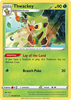 Pokemon TCG - Shining Fates - Thwackey - 012/072