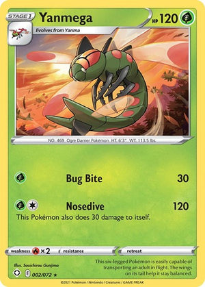 Pokemon TCG - Shining Fates - Yanmega - 002/072 - Reverse Holofoil