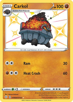 Pokemon TCG - Shining Fates: Shiny Vault - Carkol - SV068/SV122 - Holofoil