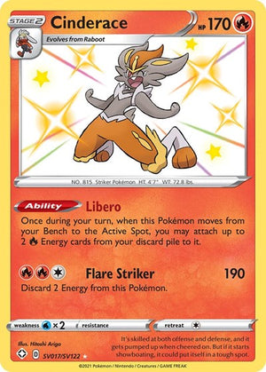Pokemon TCG - Shining Fates: Shiny Vault - Cinderace - SV017/SV122 - Holofoil