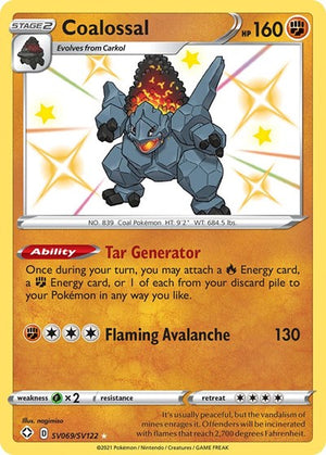 Pokemon TCG - Shining Fates: Shiny Vault - Coalossal - SV069/SV122 - Holofoil