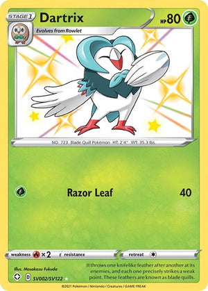 Pokemon TCG - Shining Fates: Shiny Vault - Dartrix - SV002/SV122 - Holofoil