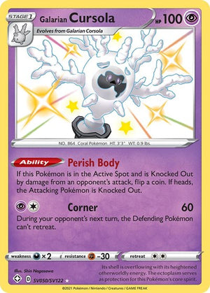 Pokemon TCG - Shining Fates: Shiny Vault - Galarian Cursola - SV050/SV122 - Holofoil