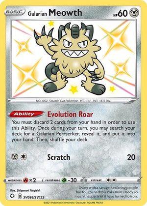 Pokemon TCG - Shining Fates: Shiny Vault - Galarian Meowth - SV086/SV122 - Holofoil