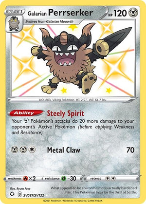 Pokemon TCG - Shining Fates: Shiny Vault - Galarian Perrserker - SV087/SV122 - Holofoil
