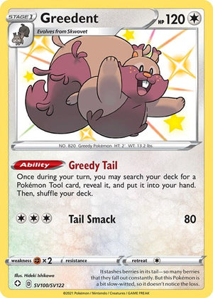 Pokemon TCG - Shining Fates: Shiny Vault - Greedent - SV100/SV122 - Holofoil