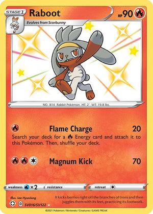 Pokemon TCG - Shining Fates: Shiny Vault - Raboot - SV016/SV122 - Holofoil