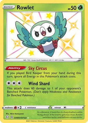 Pokemon TCG - Shining Fates: Shiny Vault - Rowlet - SV001/SV122 - Holofoil