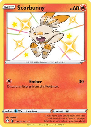 Pokemon TCG - Shining Fates: Shiny Vault - Scorbunny - SV015/SV122 - Holofoil