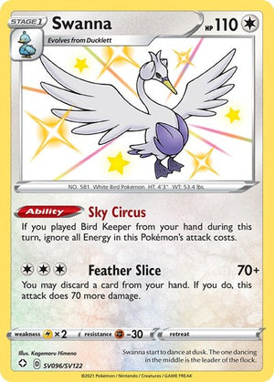 Pokemon TCG - Shining Fates: Shiny Vault - Swanna - SV096/SV122 - Holofoil