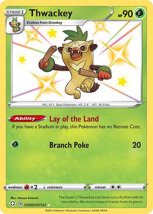 Pokemon TCG - Shining Fates: Shiny Vault - Thwackey - SV005/SV122 - Holofoil