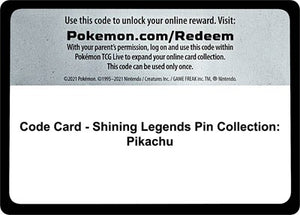 Pokemon TCG - Shining Legends - Code Card - Shining Legends Pin Collection: Pikachu