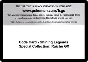 Pokemon TCG - Shining Legends - Code Card - Shining Legends Special Collection: Raichu GX