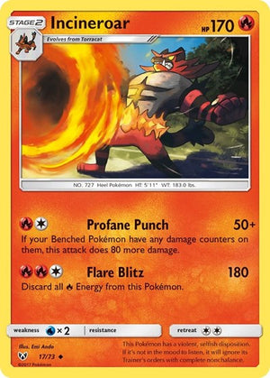 Pokemon TCG - Shining Legends - Incineroar - 17/73 - Reverse Holofoil